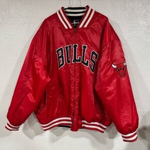 Vintage NBA Chicago Bulls Reversible Red Black Satin Jacket 3XL Majestic Brand